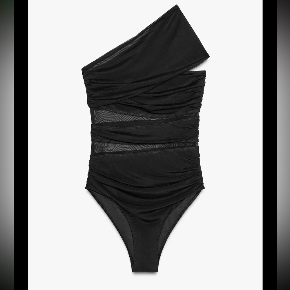 Zara asymmetric tulle cut out swimsuit - Picture 6 of 11